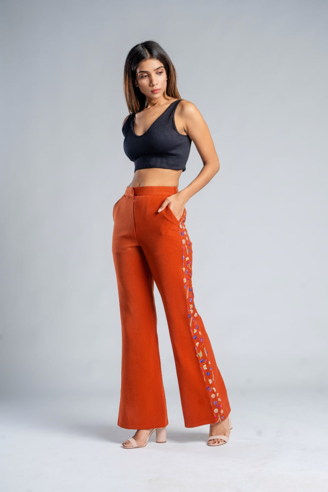 Buy Vero Moda Burnt Orange Flared Fit Pants for Women Online @ Tata CLiQ